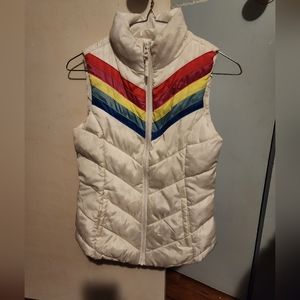 White Rainbow Puffer Vest Zip kids L10/12